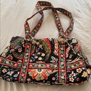 Vera Bradley Retired Versailles Print Black Floral Shoulder Bag